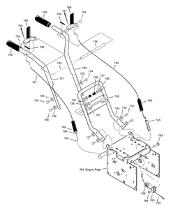 Handle Assembly Diagram and Parts List for 624504X4B 2002 Briggs and Stratton Snow Blower